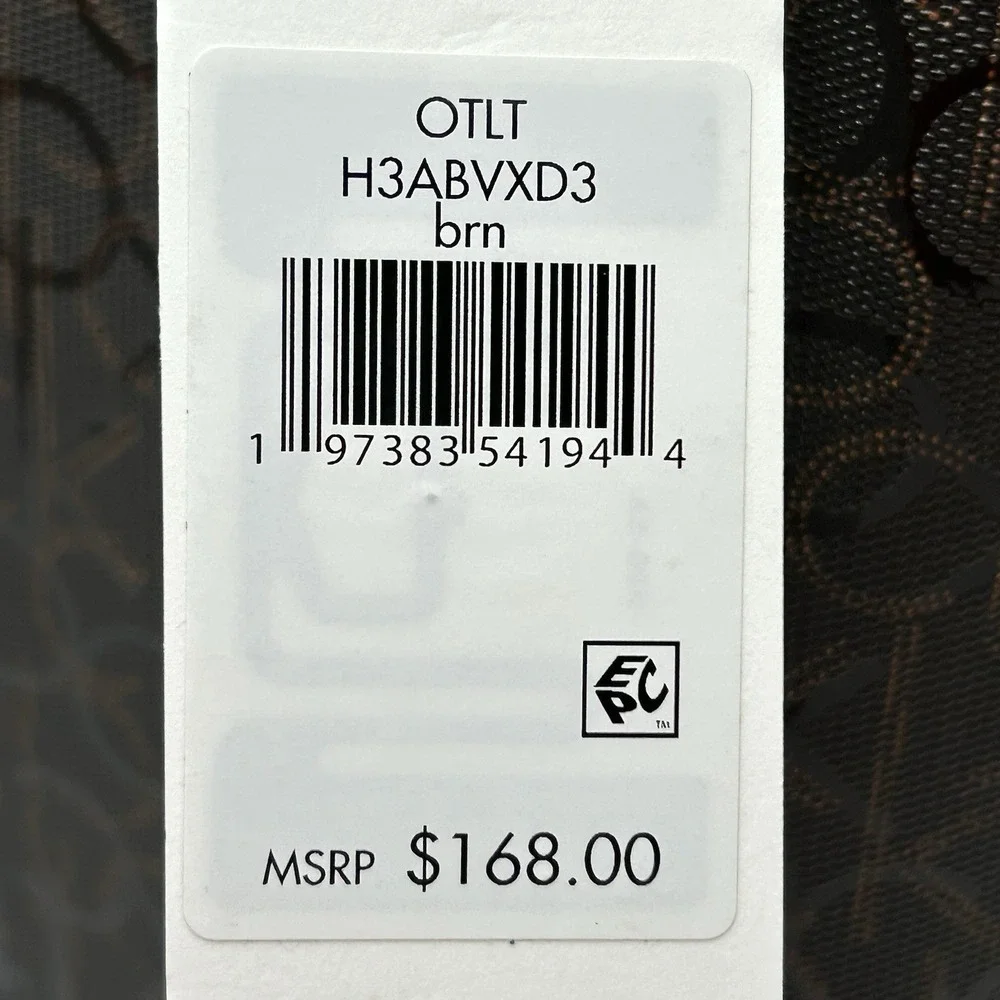 Calvin Klein Serafina Signature Tote Handbag Brown Jacquard Print 15.5x10.5x4.5